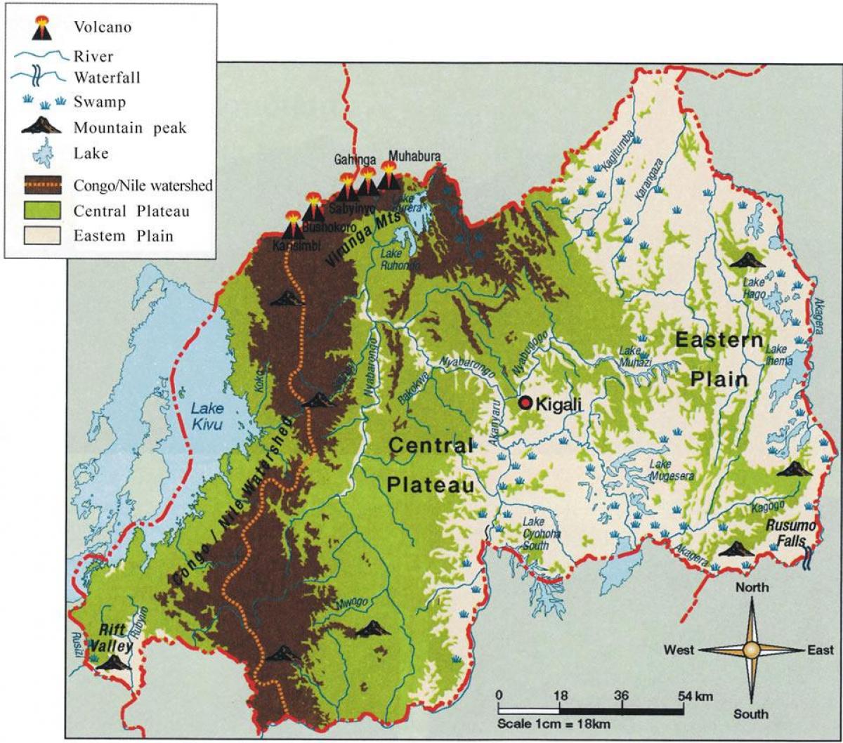 e hartave gjeografike të Ruandës