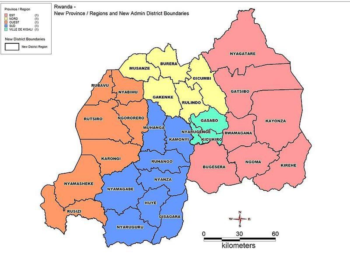 harta e Ruandës harta e krahinave