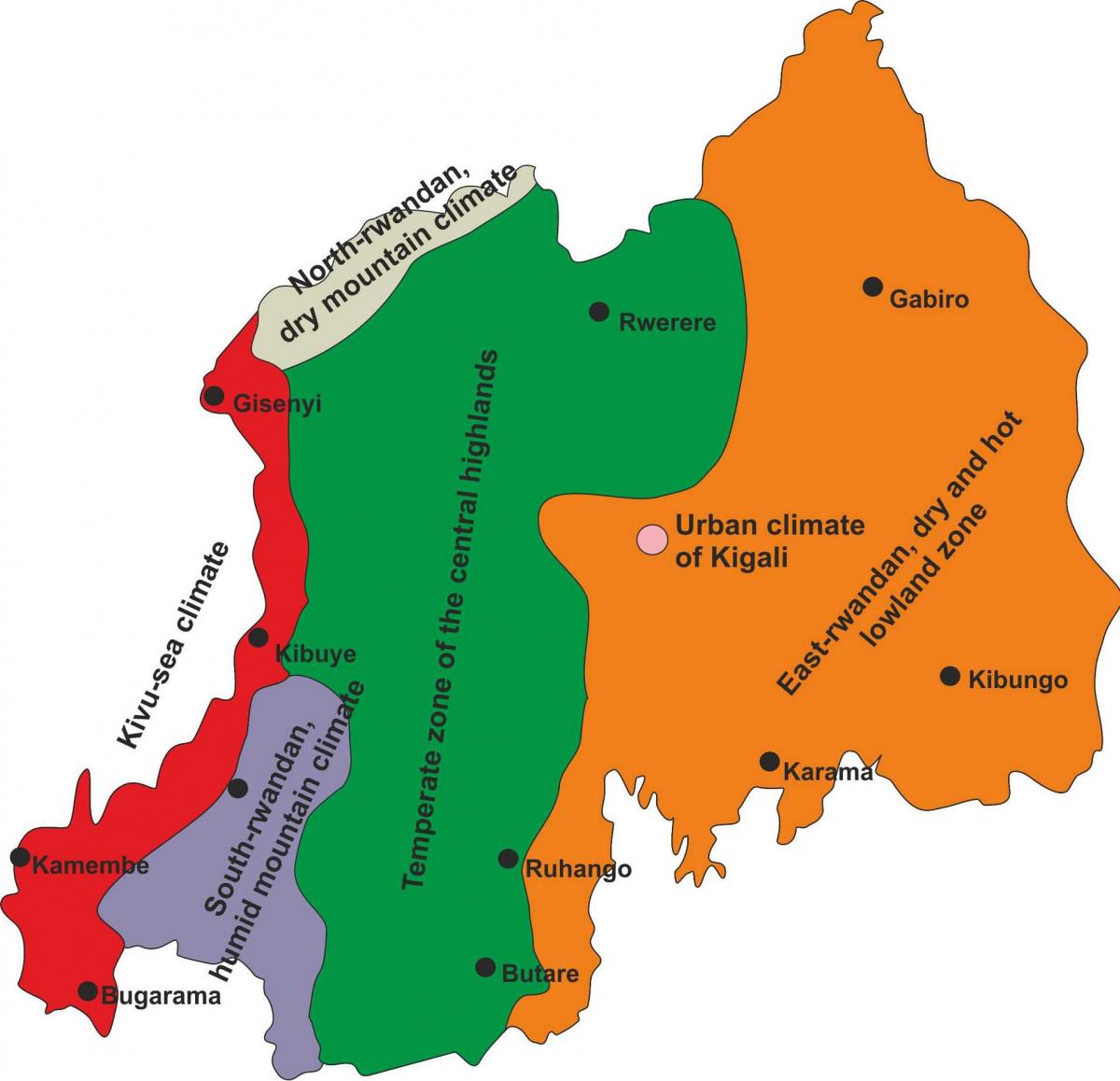 harta e Ruandës klimës